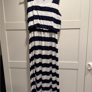 Navy and White Striped Maxi Dress
